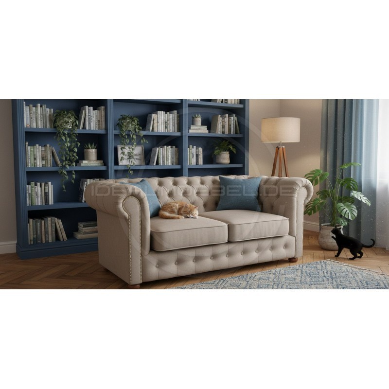 Chesterfield Schlafsofa March mit Schlaffunktion  Samt 2,5-Sitzer