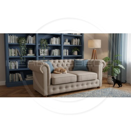 Chesterfield Schlafsofa March mit Schlaffunktion  Samt 2,5-Sitzer