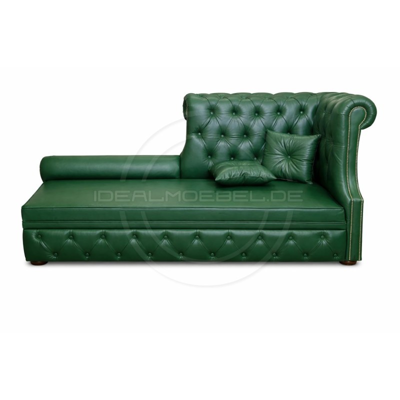 Chesterfield Récamiere Marady aus Echtleder mit Schlaffunktion