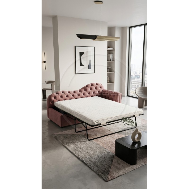 Ausziehbare Chesterfield-Recamiere Mondelebrity – Schlafsofa 180
