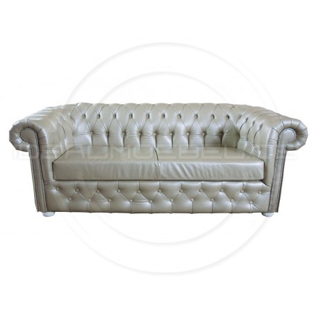 Sofa Chesterfield March Rem w skórze z funkcją spania