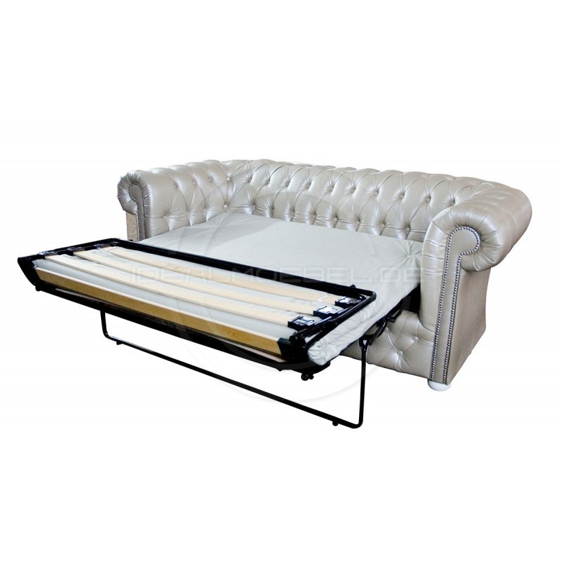 Sofa Chesterfield March Rem w skórze z funkcją spania