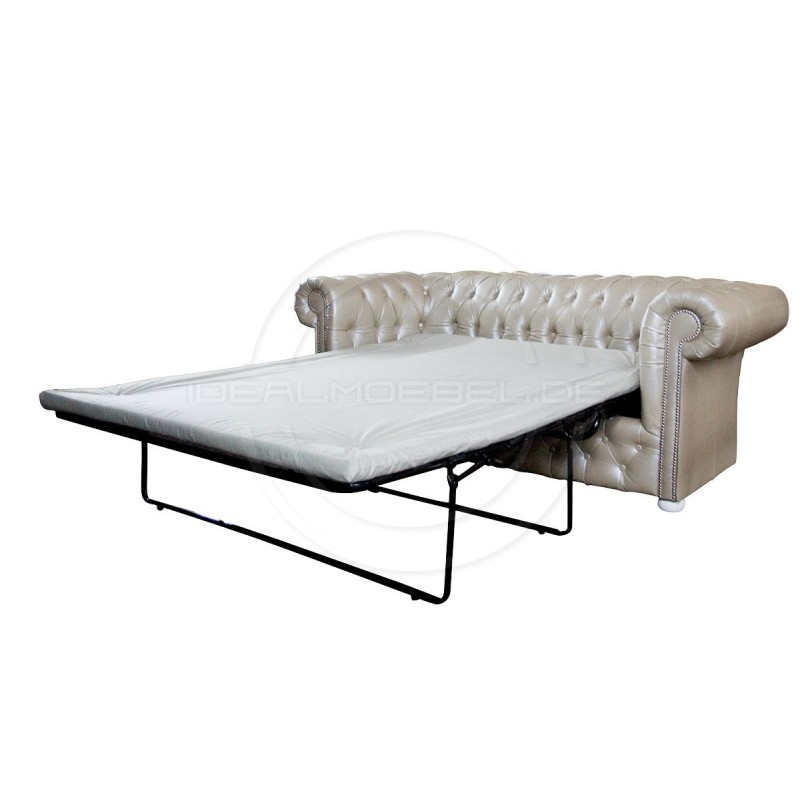 Sofa Chesterfield March Rem w skórze z funkcją spania