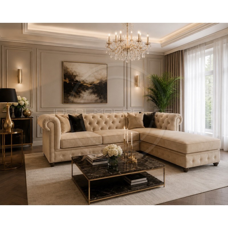 Chesterfield Ecksofa Lady 220x150 Samt