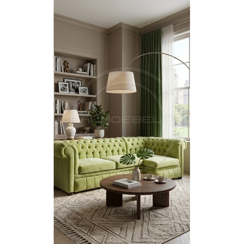 Chesterfield Ecksofa Normal 140x260 Samt