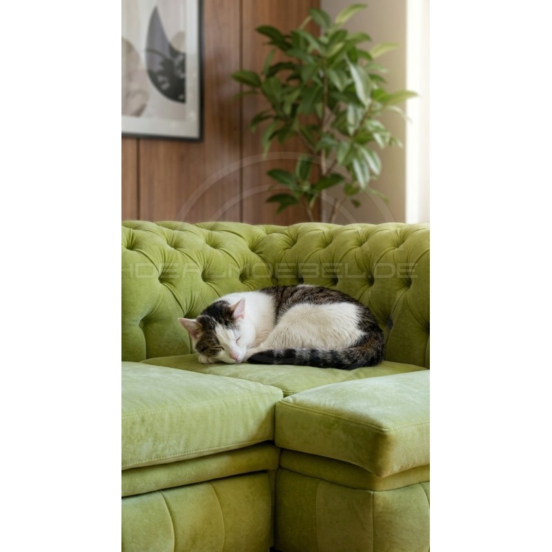 Chesterfield Ecksofa Normal 140x260 Samt