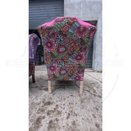 Chesterfield Ohrensessel Lord Regent – Leder und Jacquardstoff