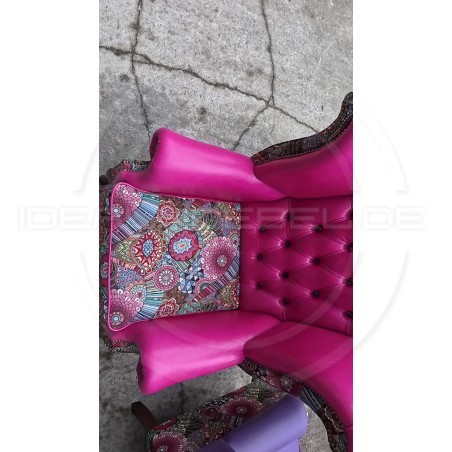 Chesterfield Ohrensessel Lord Regent – Leder und Jacquardstoff