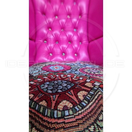 Chesterfield Ohrensessel Lord Regent – Leder und Jacquardstoff