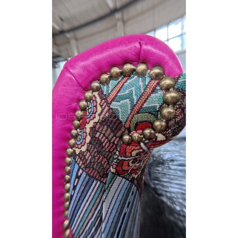 Chesterfield Ohrensessel Lord Regent – Leder und Jacquardstoff