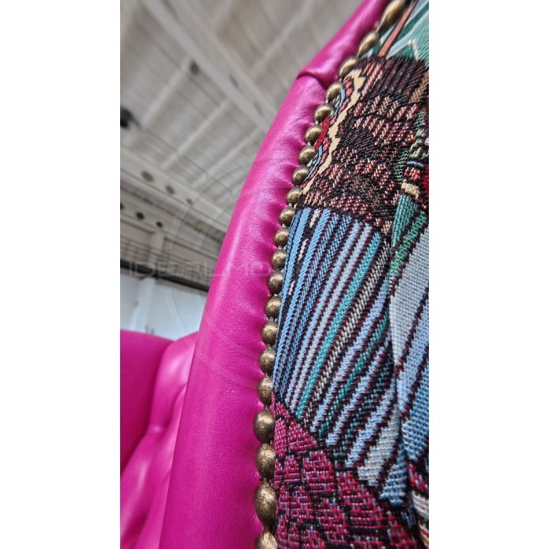 Chesterfield Ohrensessel Lord Regent – Leder und Jacquardstoff
