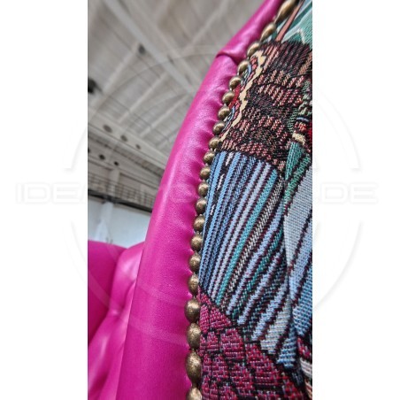 Chesterfield Ohrensessel Lord Regent – Leder und Jacquardstoff