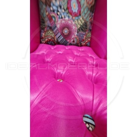 Chesterfield Ohrensessel Lord Regent – Leder und Jacquardstoff