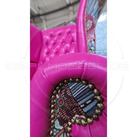 Chesterfield Ohrensessel Lord Regent – Leder und Jacquardstoff
