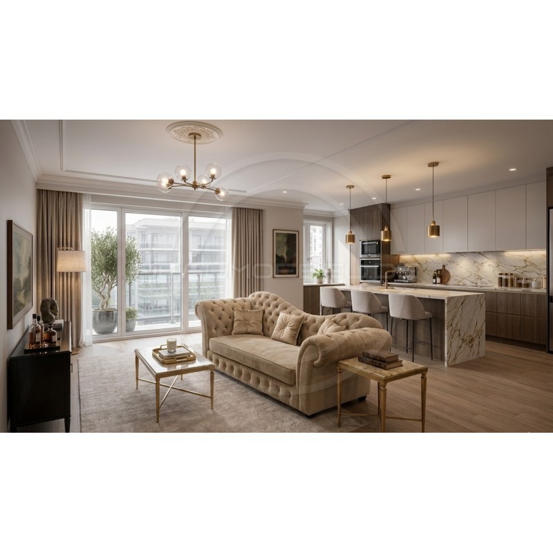 Chesterfield Schlafsofa Madame Wave mit Schlaffunktion Samt 3-Sitzer