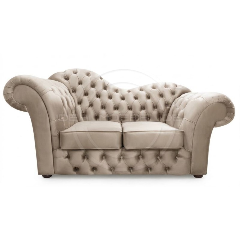 Kleine Chesterfield Sofa Madame Wave mit Schlaffunktion Samt 2-Sitzer