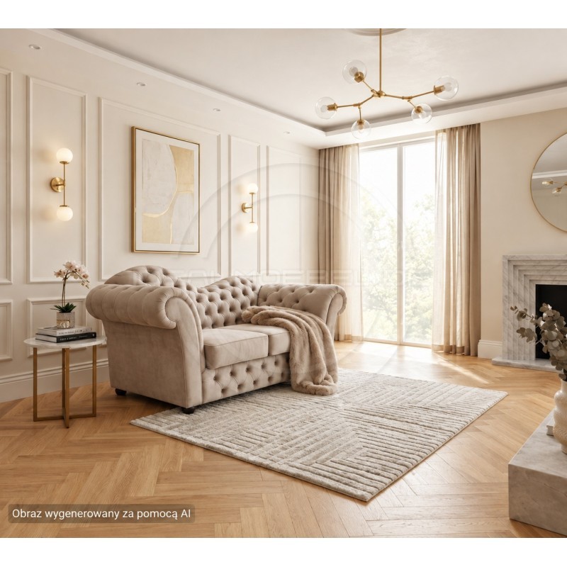 Kleine Chesterfield Sofa Madame Wave mit Schlaffunktion Samt 2-Sitzer