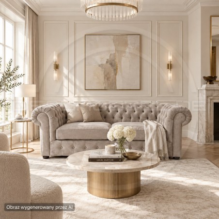 Chesterfield Schlafsofa March mit Schlaffunktion Samt 3-Sitzer