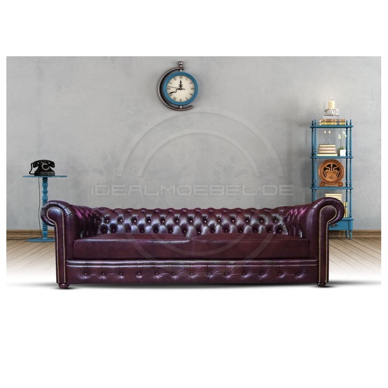 Sofa Chesterfield March Rem w skórze z funkcją spania