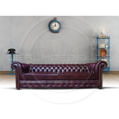 Sofa Chesterfield March Rem w skórze z funkcją spania