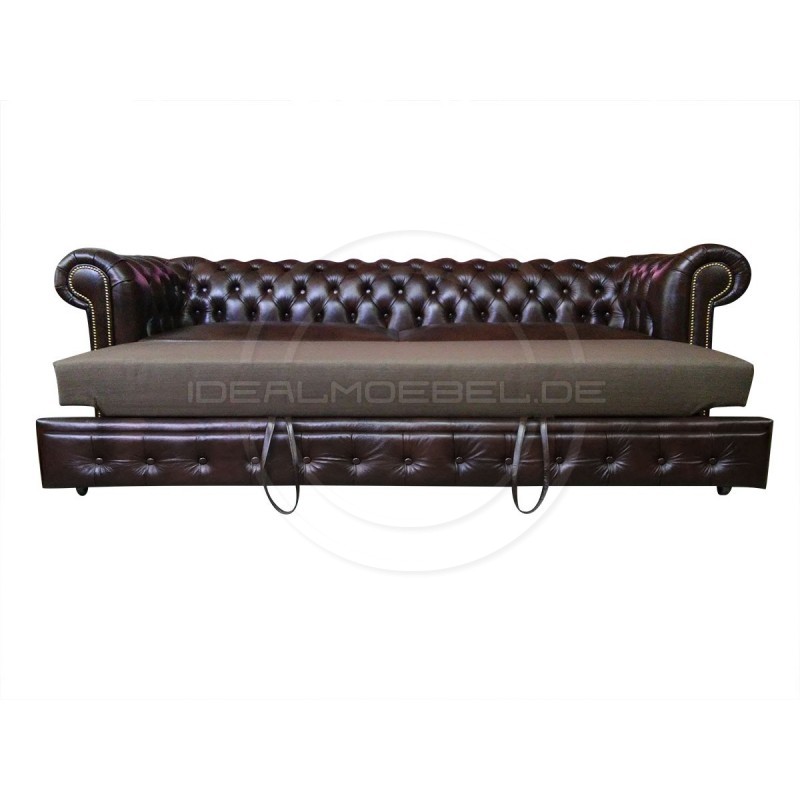 Sofa Chesterfield March Rem w skórze z funkcją spania