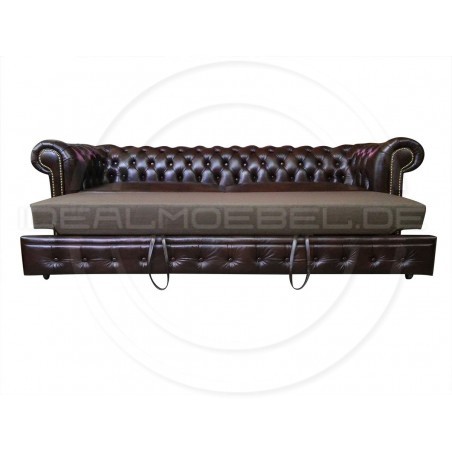 Sofa Chesterfield March Rem w skórze z funkcją spania