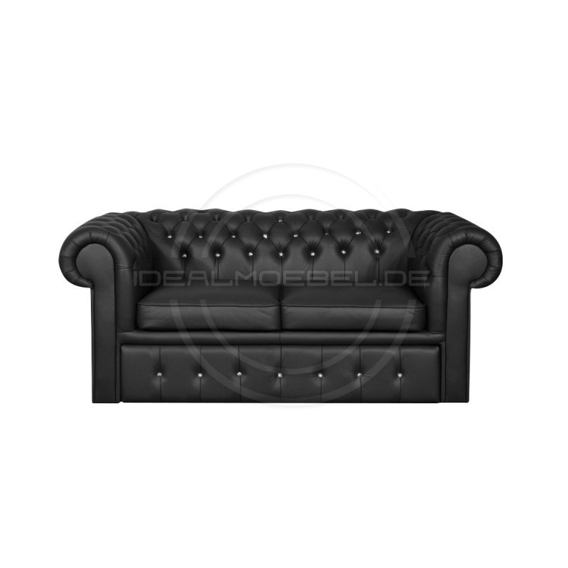 Sofa Chesterfield Classic z kryształkami skóra Plus rozkładana