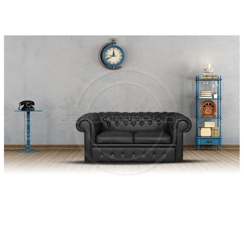 Sofa Chesterfield Classic z kryształkami skóra Plus rozkładana