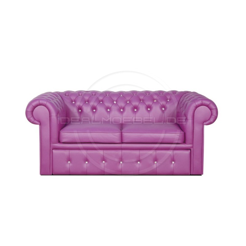 Sofa Chesterfield Classic z kryształkami skóra Plus rozkładana