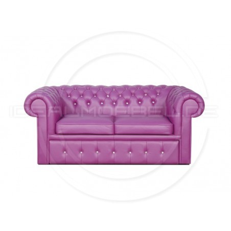 Sofa Chesterfield Classic z kryształkami skóra Plus rozkładana