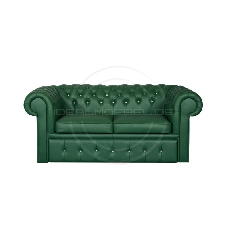 Sofa Chesterfield Classic z kryształkami skóra Plus rozkładana