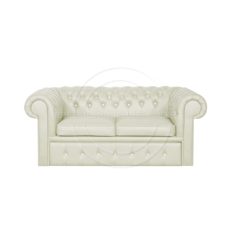 Sofa Chesterfield Classic z kryształkami skóra Plus rozkładana
