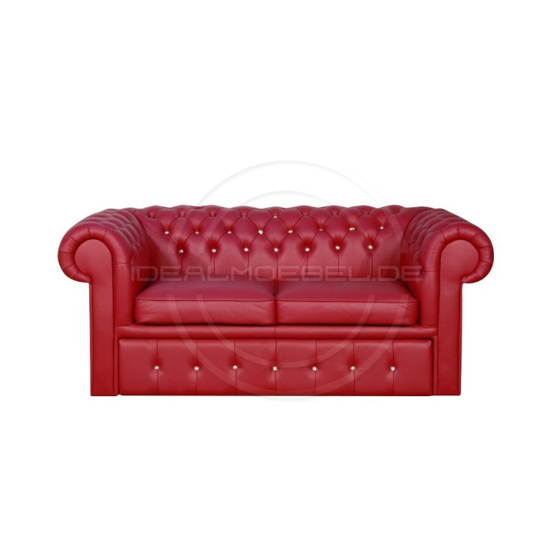 Sofa Chesterfield Classic z kryształkami skóra Plus rozkładana