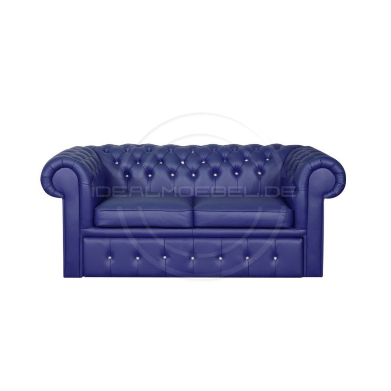 Sofa Chesterfield Classic z kryształkami skóra Plus rozkładana