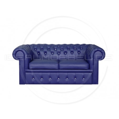 Sofa Chesterfield Classic z kryształkami skóra Plus rozkładana