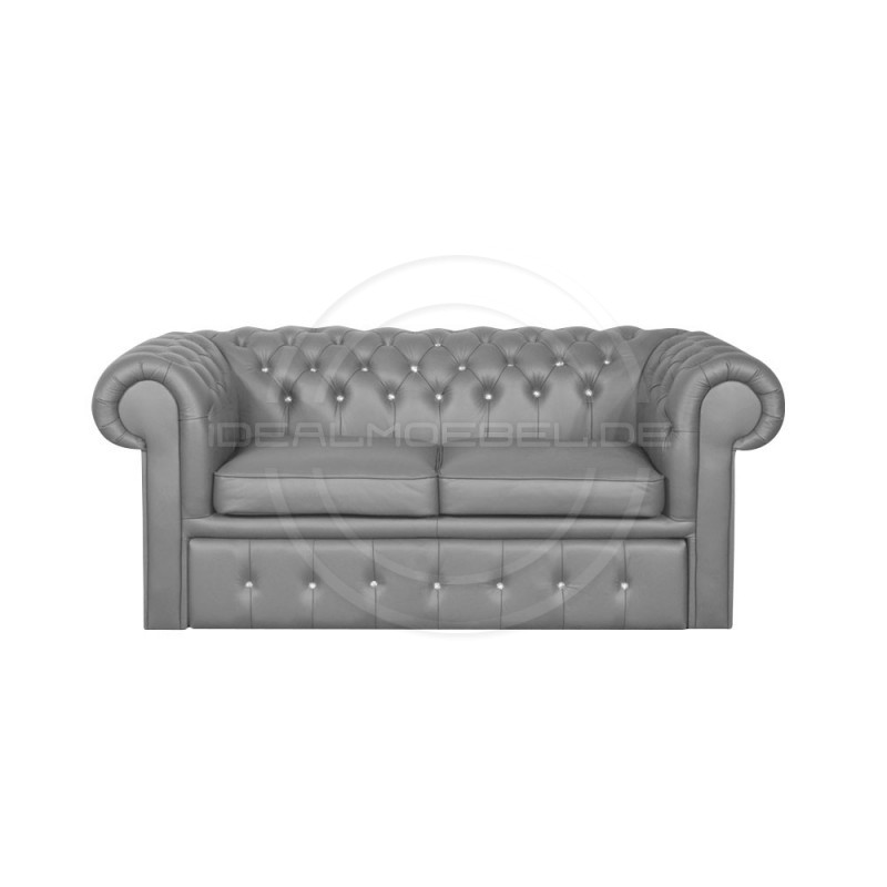 Sofa Chesterfield Classic z kryształkami skóra Plus rozkładana