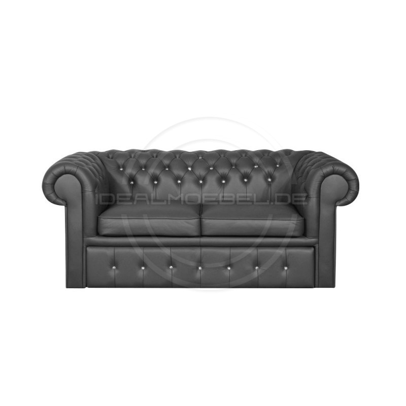 Sofa Chesterfield Classic z kryształkami skóra Plus rozkładana