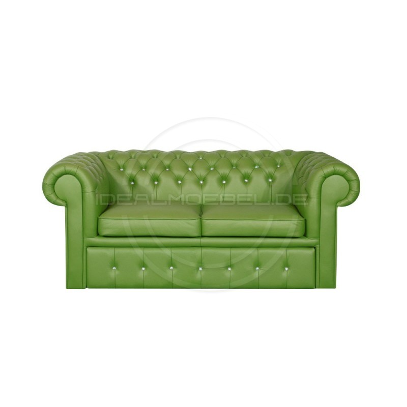 Sofa Chesterfield Classic z kryształkami skóra Plus rozkładana