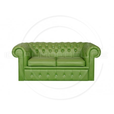 Sofa Chesterfield Classic z kryształkami skóra Plus rozkładana