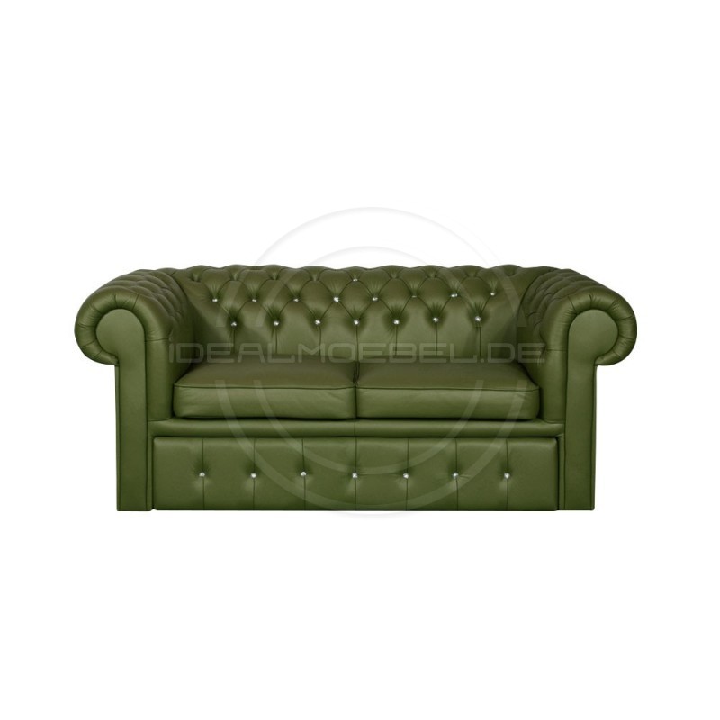 Sofa Chesterfield Classic z kryształkami skóra Plus rozkładana
