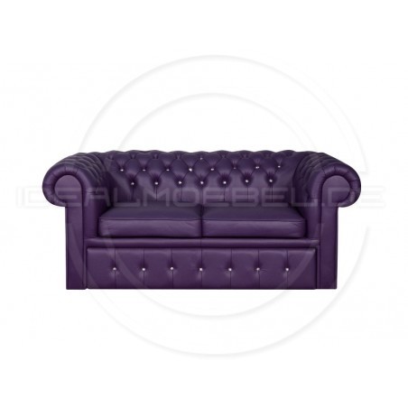 Sofa Chesterfield Classic z kryształkami skóra Plus rozkładana