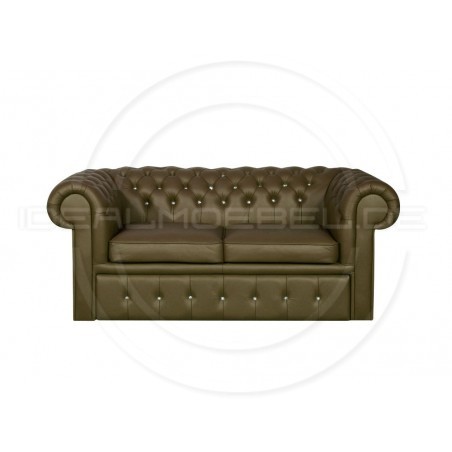 Sofa Chesterfield Classic z kryształkami skóra Plus rozkładana