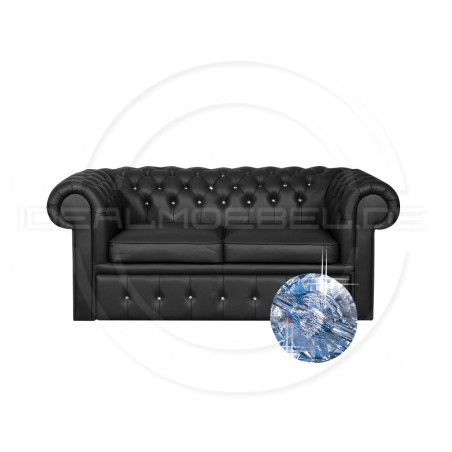 Sofa Chesterfield Classic z kryształkami skóra Plus rozkładana