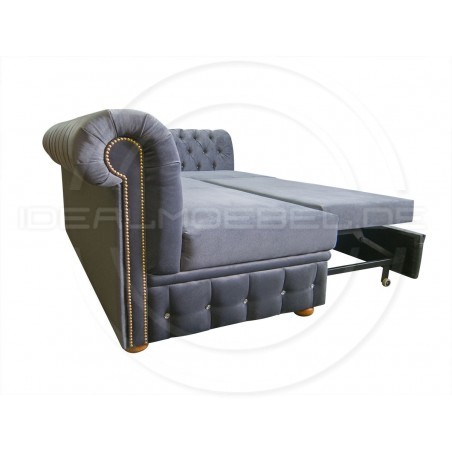 Narożnik Chesterfield March Rem bez boków z funkcją spania i kryształkami