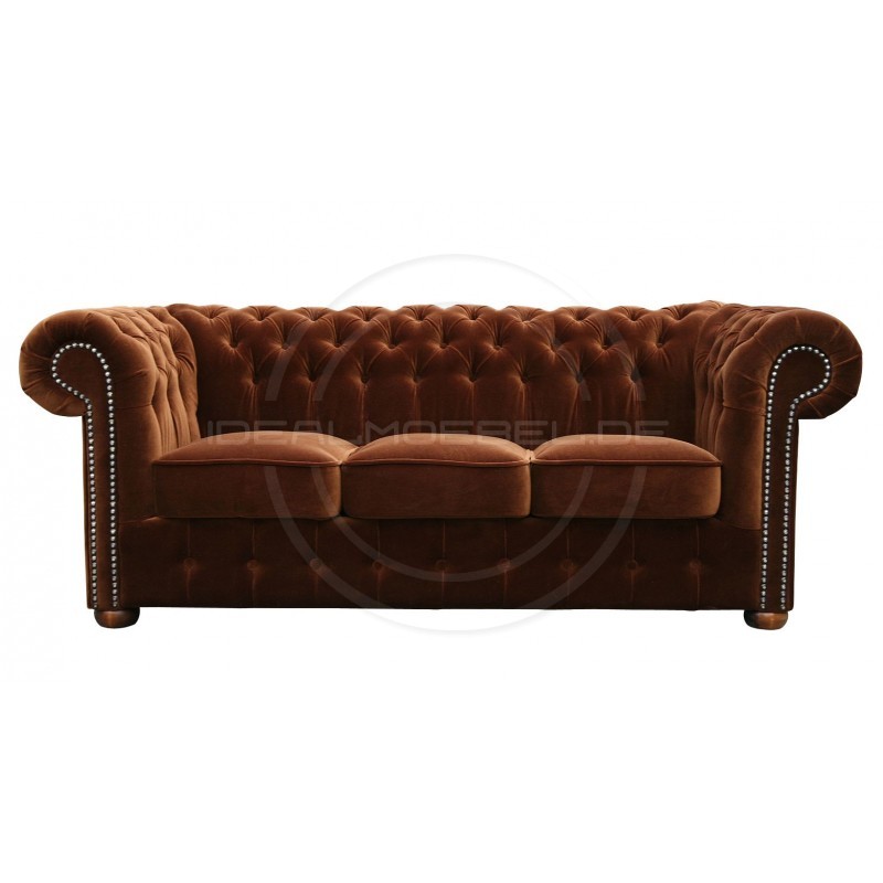 Chesterfield Sofa Classic Samt 3-Sitzer