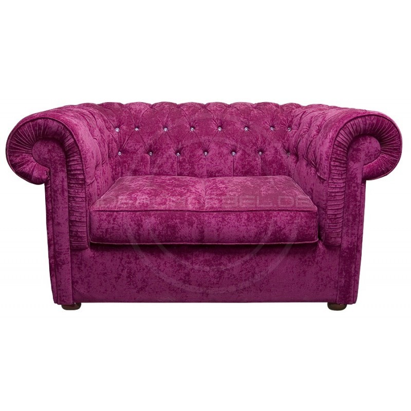 Chesterfield Sofa March mit Kristallen Samt 2-Sitzer