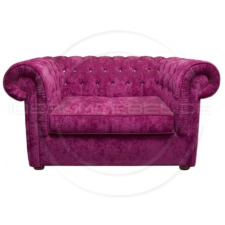 Chesterfield Sofa March mit Kristallen Samt 2-Sitzer