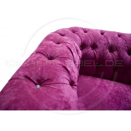 Chesterfield Sofa March mit Kristallen Samt 3-Sitzer