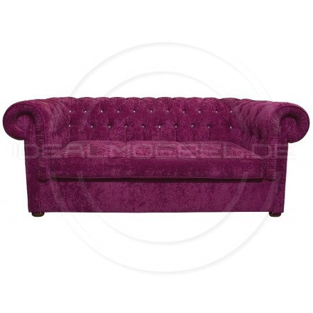 Chesterfield Sofa March mit Kristallen Samt 3-Sitzer