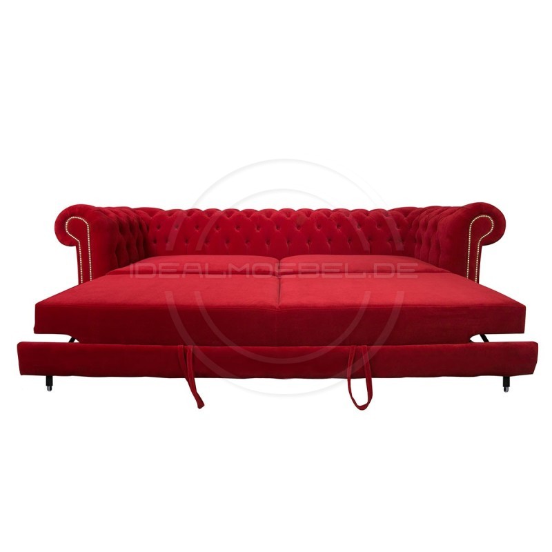 Chesterfield SchlafSofa Canon Relax 4 Sitzer Samt | IdealMoebel.de